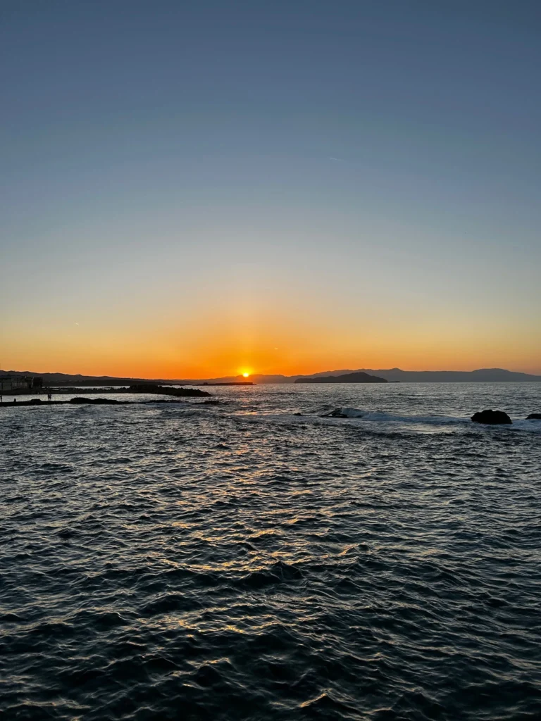 View of the ocean during sunset.